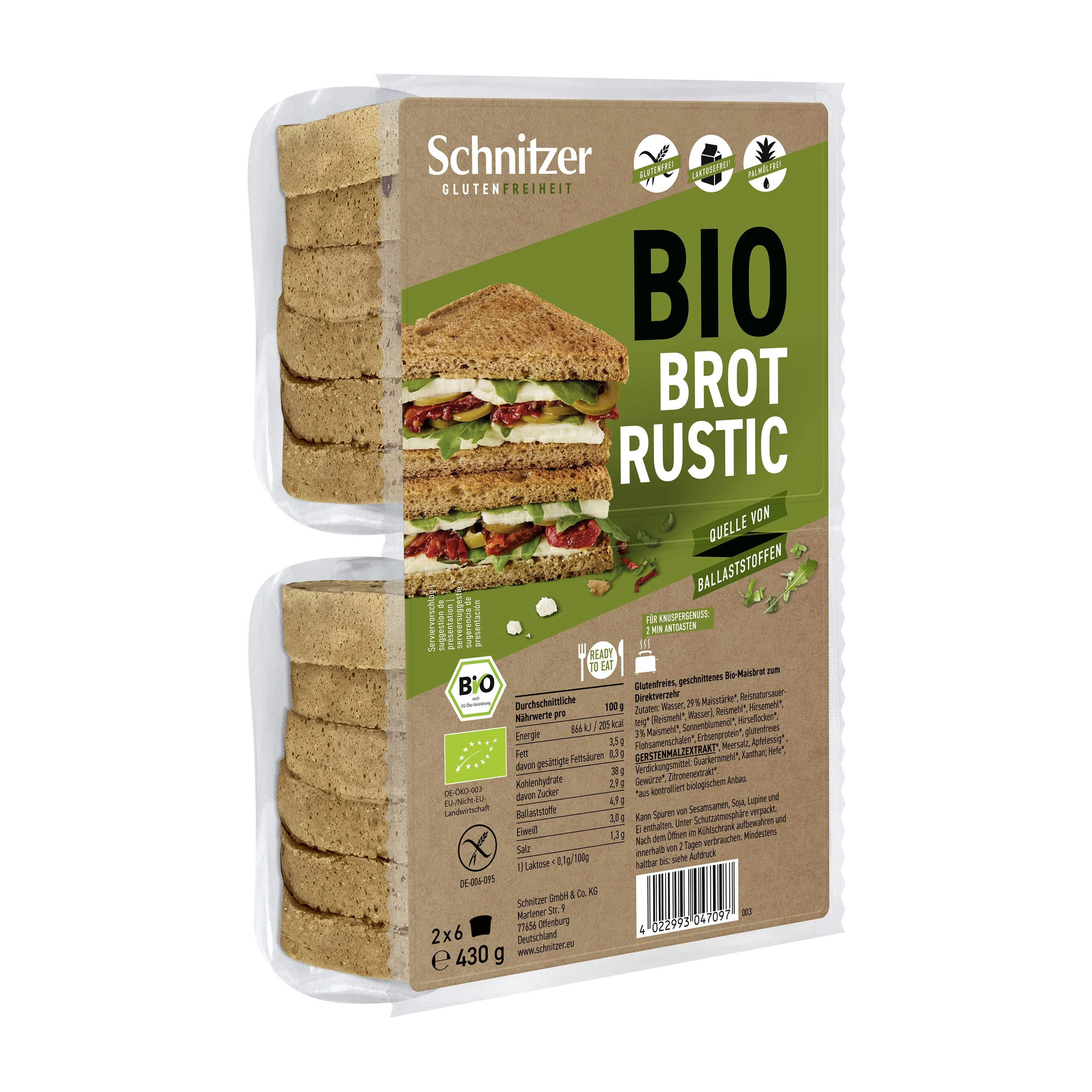 Schnitzer Chléb toustový rustikální bezlepkový BIO 430 g