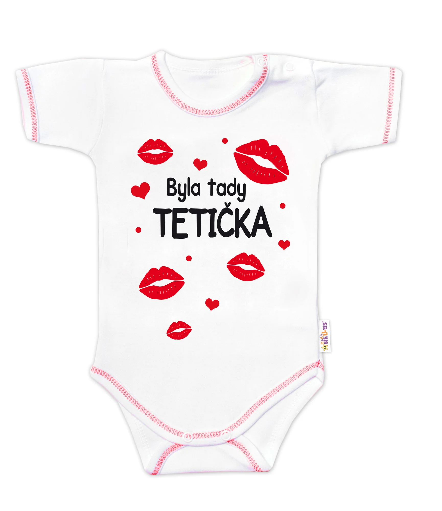 Baby Nellys Body kr. rukáv s vtipným textem, Byla tady tetička, vel. 86