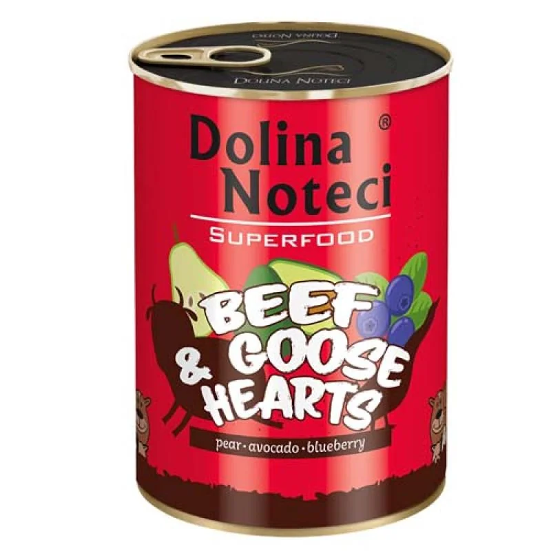 Dolina Noteci SUPERFOOD 400g hovězí a husí srdce pro psy 80% masa