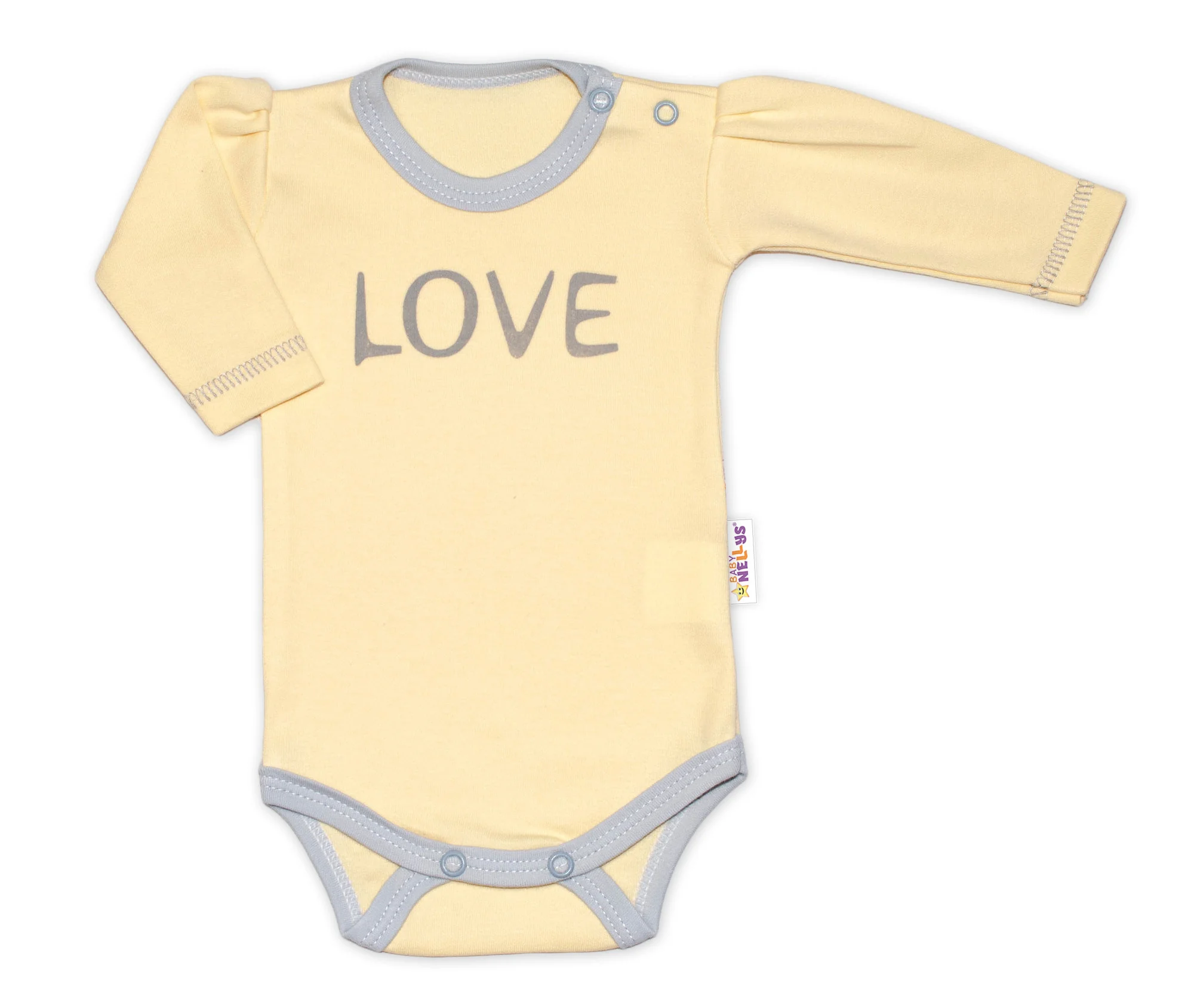 Baby Nellys Body dlouhý rukáv Love - žluté vel.  56