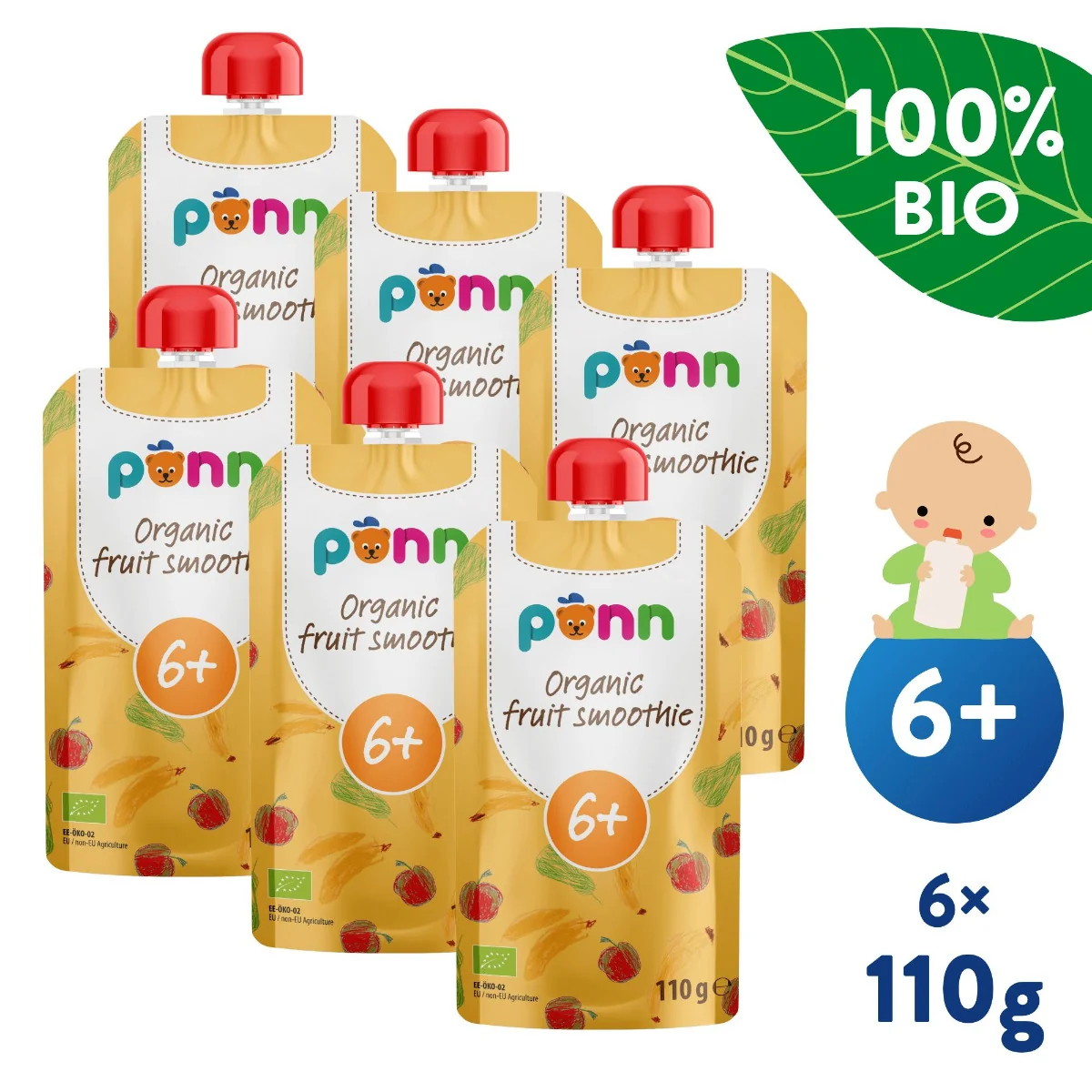 SALVEST Põnn BIO Ovocné smoothie s ananasem 6x110 g