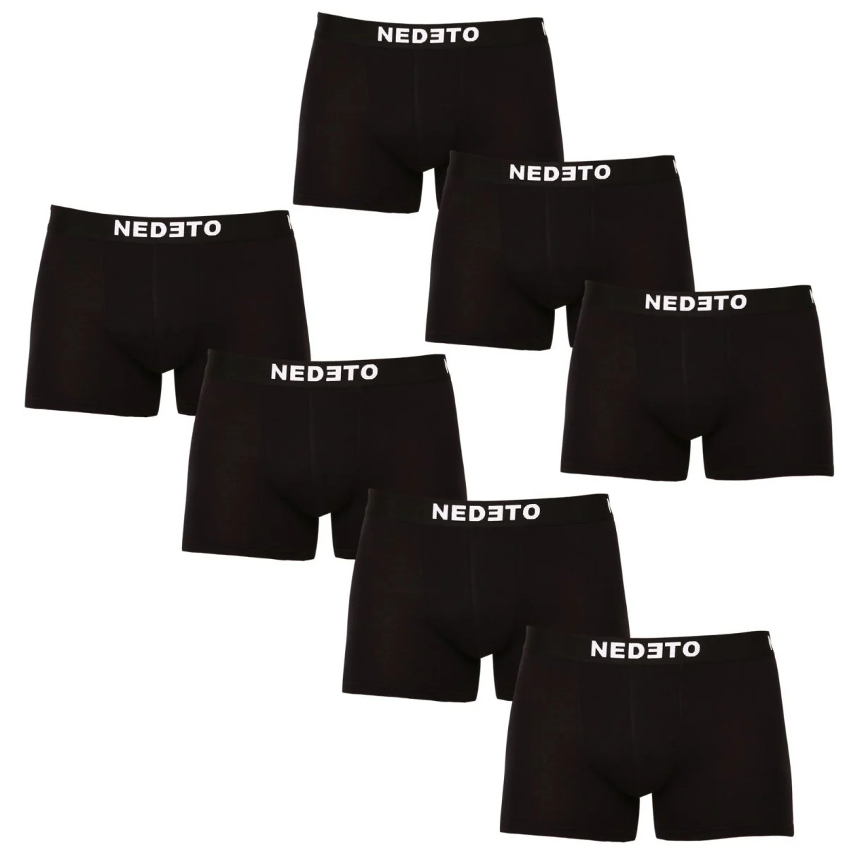 Nedeto 7PACK pánské boxerky černé (7NB001-brand) 3XL