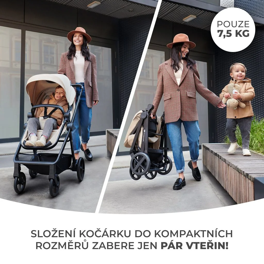 Kinderkraft Kočárek kombinovaný 4v1 Newly Classic Grey + Mink PRO 