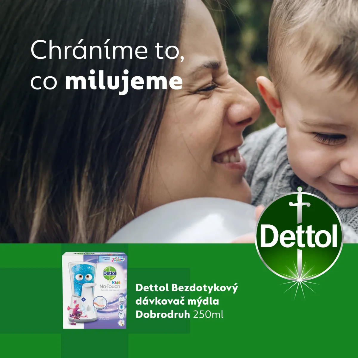 Dettol Kids Bezdotykový dávkovač mýdla Dobrodruh 250 ml