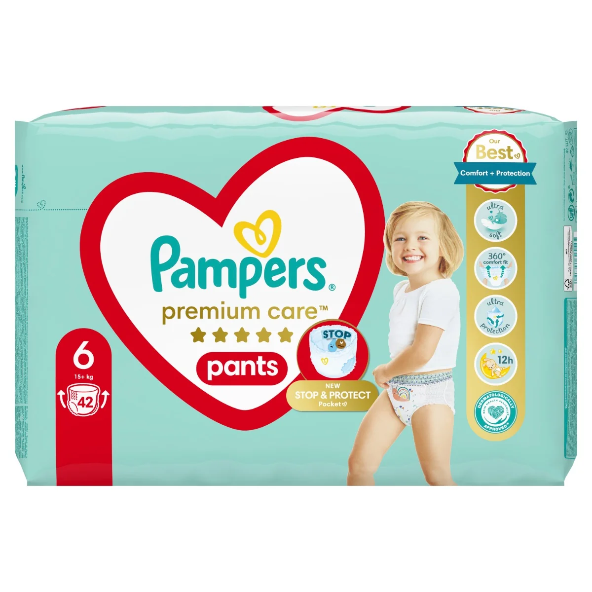 Pampers Premium Care vel. 6 15+ kg plenkové kalhotky 42 ks