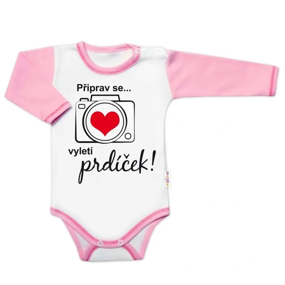 Baby Nellys Body dl. rukáv, Připrav se..vyletí prdíček,vel.74