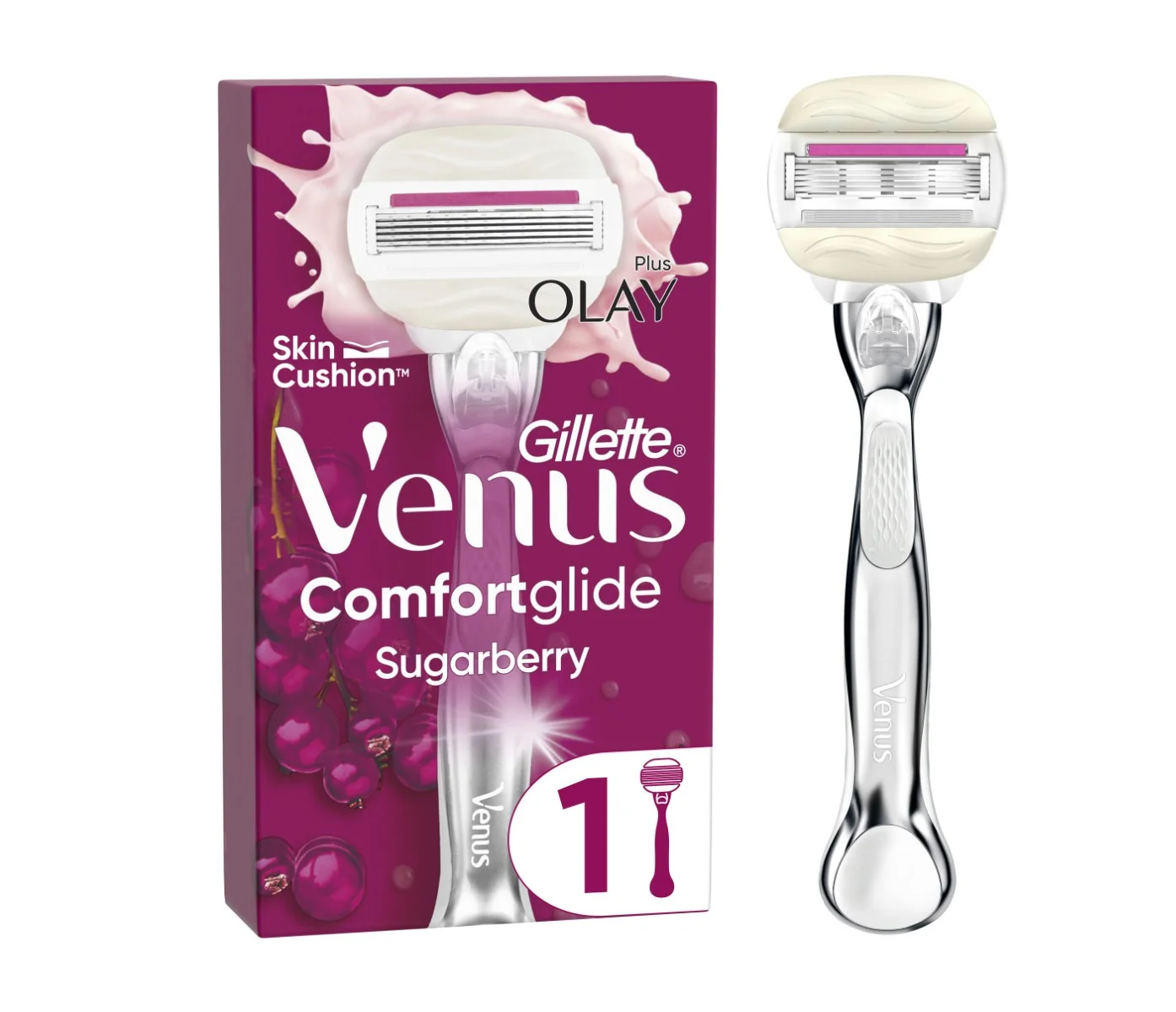 Gillette Venus Platinum ComfortGlide Sugarberry dámský holicí strojek + 1 hlavice