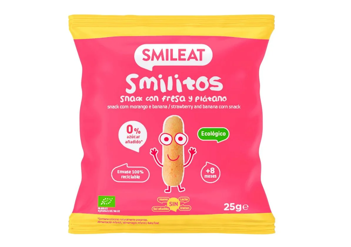 Smileat BIO kukuřičné křupky banán a jahoda s vitaminem B1 8M+ 25 g