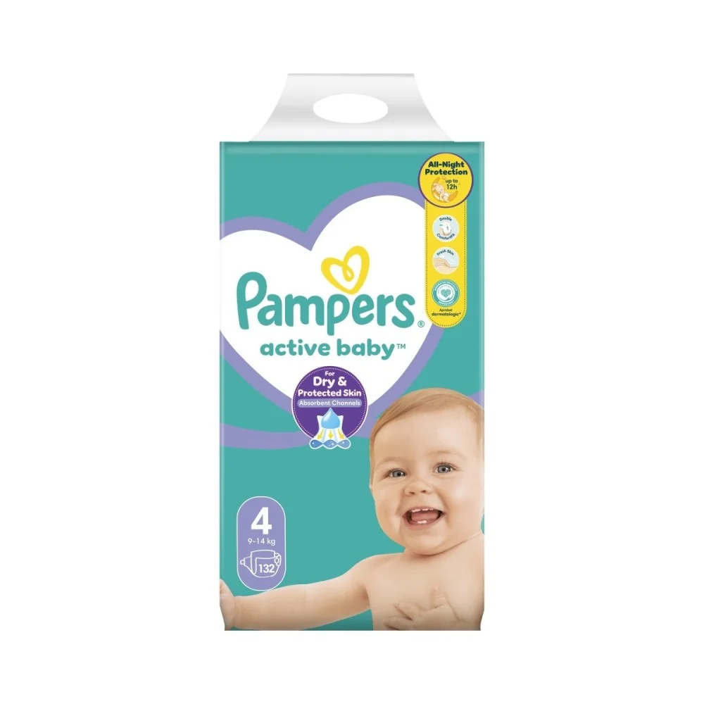 Pampers Active Baby vel. 4 9–14 ks dětské pleny 132 ks