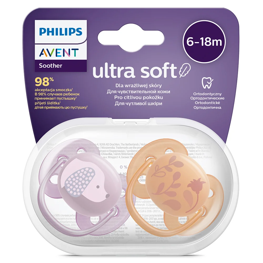 Philips Avent Šidítko Ultrasoft 6–18m dívka 2 ks