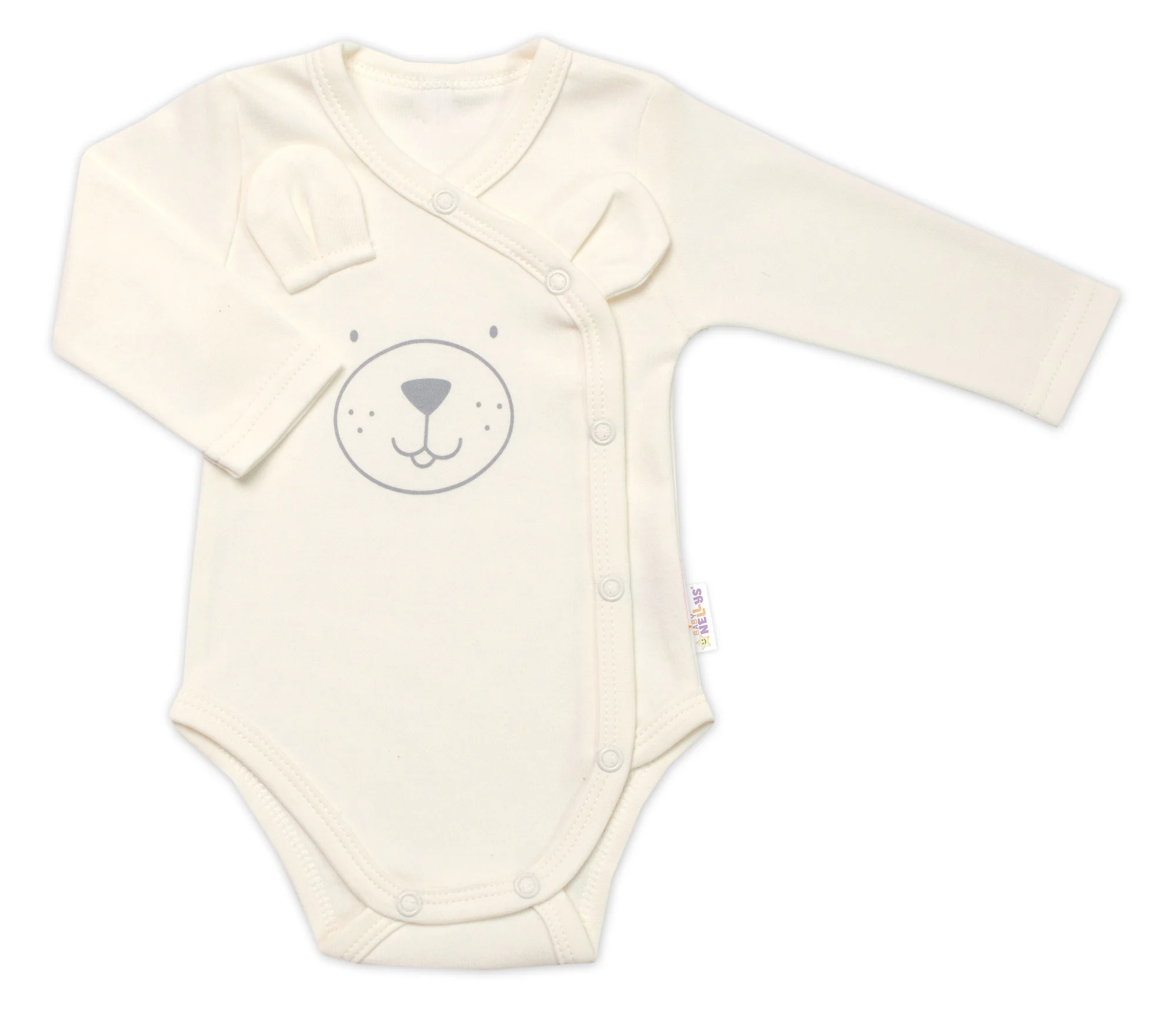 Baby Nellys Zavinovací body dl.rukáv, tepláčky a čepička Little Bear, granát, vel. 62 vel.  62