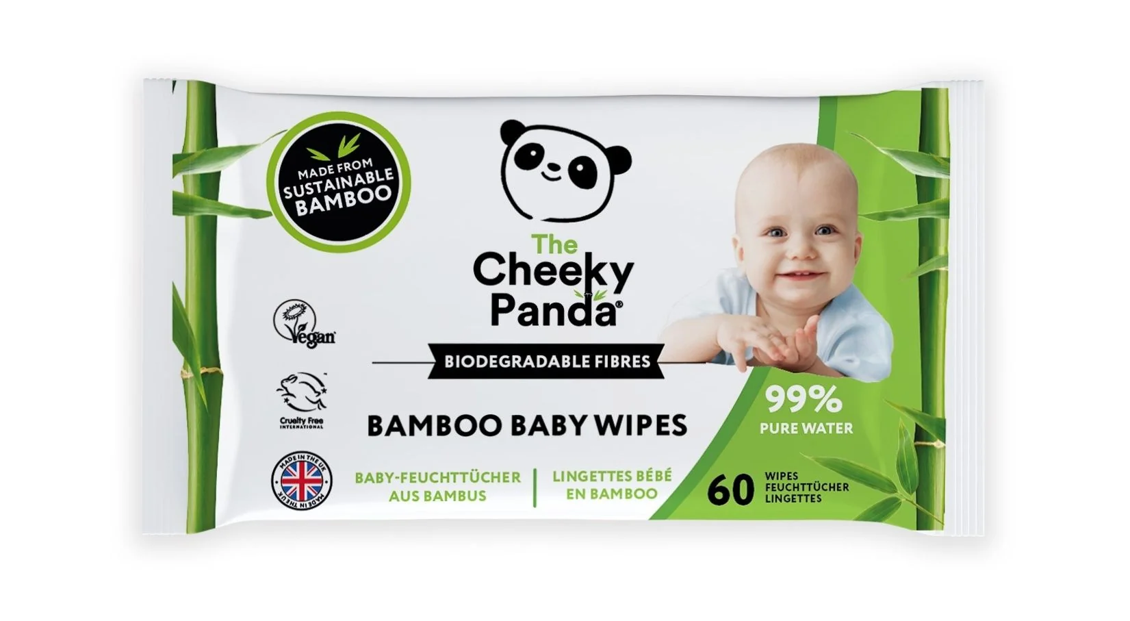 Cheeky Panda Vlhčené ubrousky 100% rozložitelné 60 ks