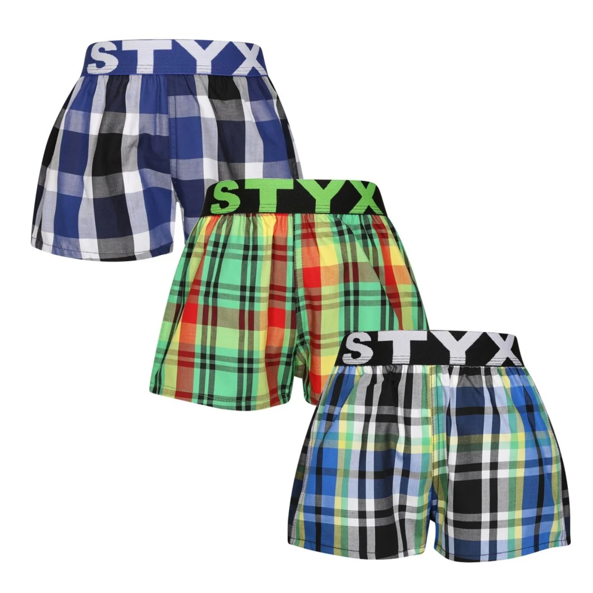 Styx 3PACK dětské trenky sportovní guma vícebarevné (3BJ11789) 6-8 let 