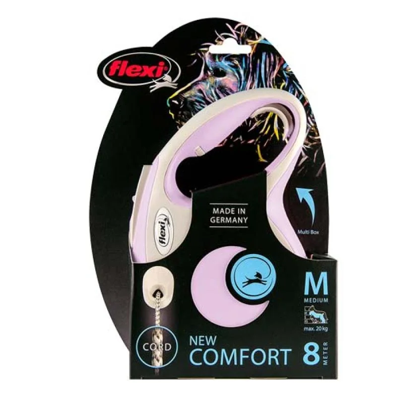 Flexi New Comfort M lanko 8m růžová do 20kg 