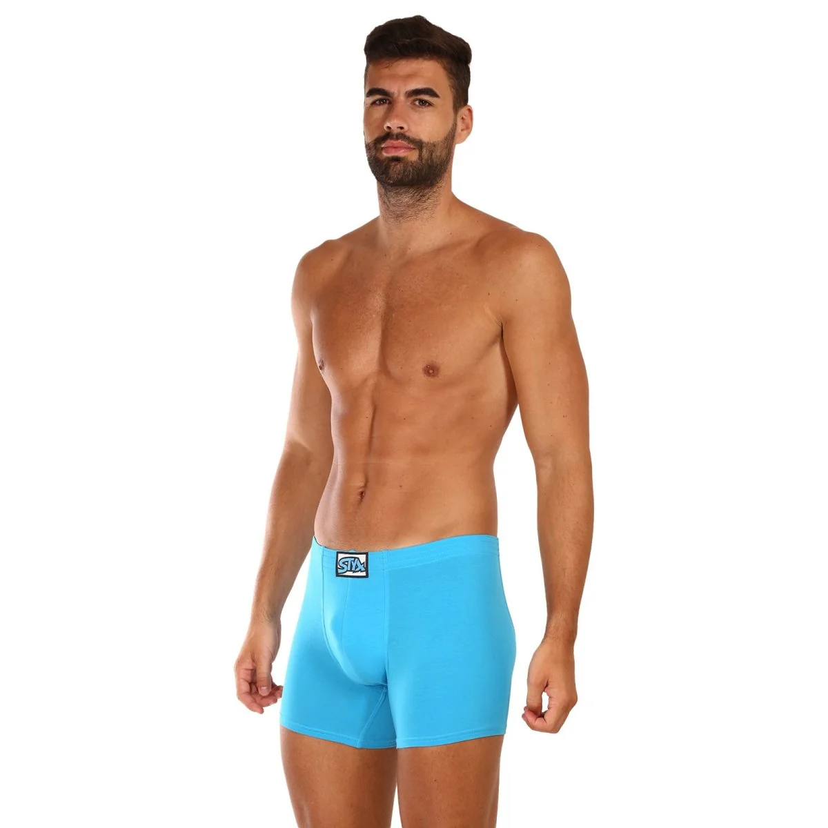 Styx 3PACK pánské boxerky long klasická guma světle modré (3F1169) XXL 