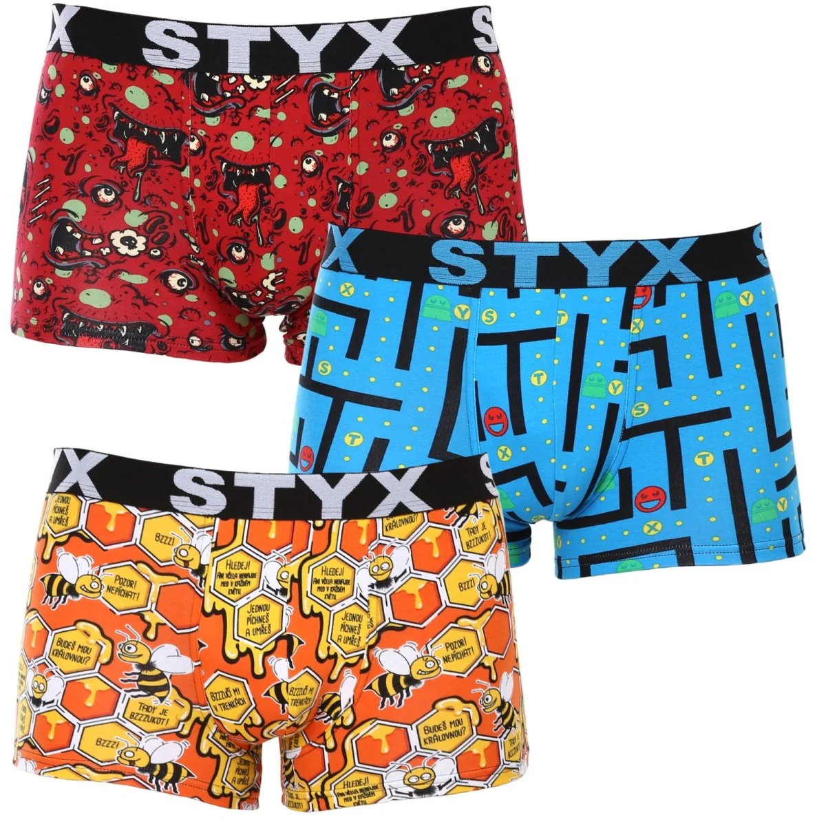 Styx 3PACK pánské boxerky art sportovní guma vícebarevné (3G12914) L