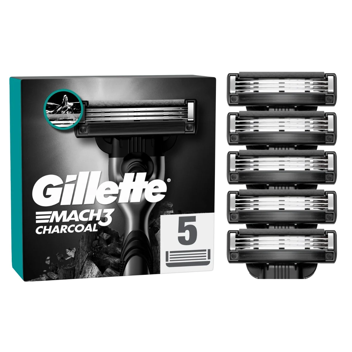 Gillette Mach3 Charcoal náhradní hlavice 5 ks