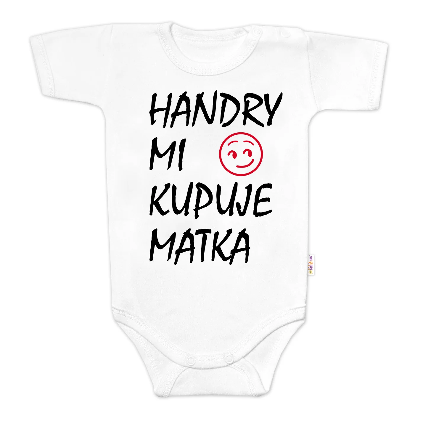 Baby Nellys Body krátký rukáv Handry mi kupuje matka,  bílé vel.  62