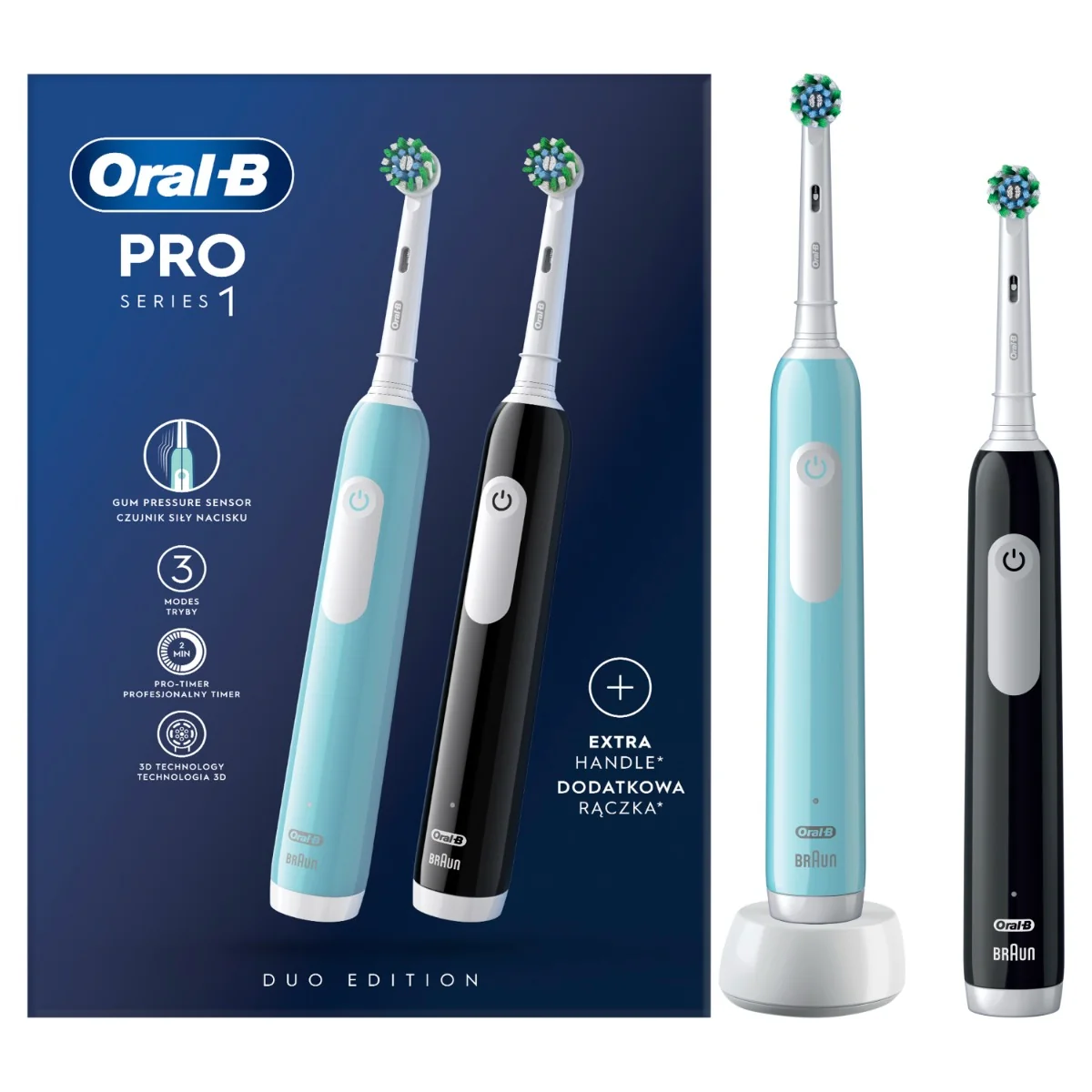 Oral-B Pro Series 1 Duo elektrický zubní kartáček 2 ks Blue/Black