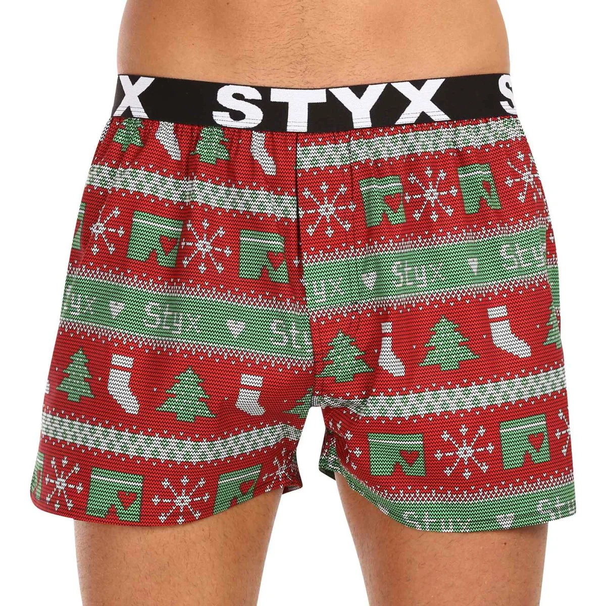 Styx Pánské trenky art sportovní guma Vánoce pletené (B1658) XL