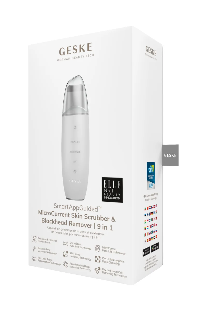 GESKE Microcurrent Skin Scrubber&Blackhead Remover 9in1 ultrazvuková špachtle white