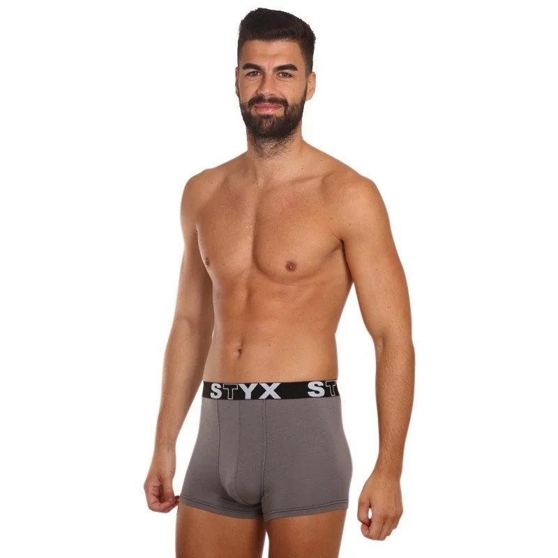 Styx 3PACK pánské boxerky sportovní guma tmavě šedé (3G1063) XL 