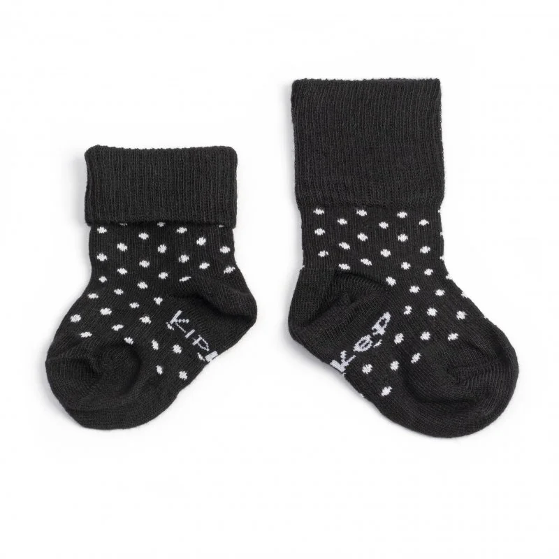 KipKep dětské ponožky Stay-on-Socks 6-12m 2páry Black&White Dots 