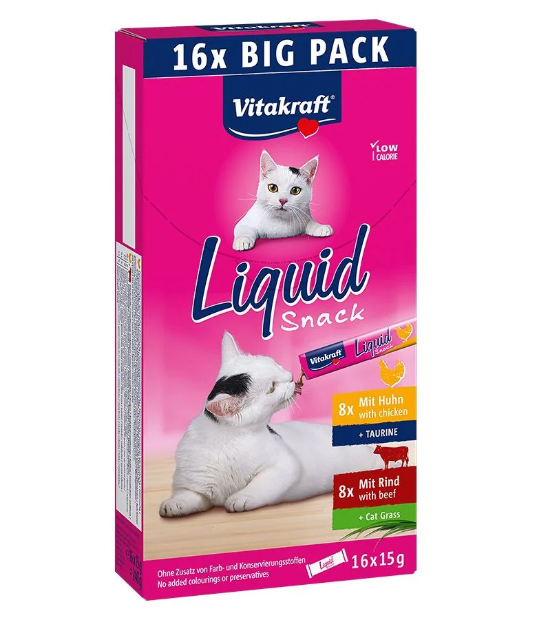 Vitakraft Liquid Snack MP kuřecí + hovězí 16x15 g