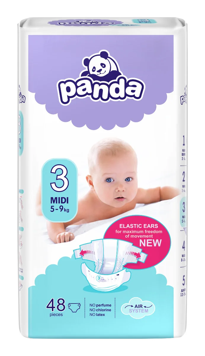 Panda Midi vel. 3 5-9 kg dětské pleny 48 ks