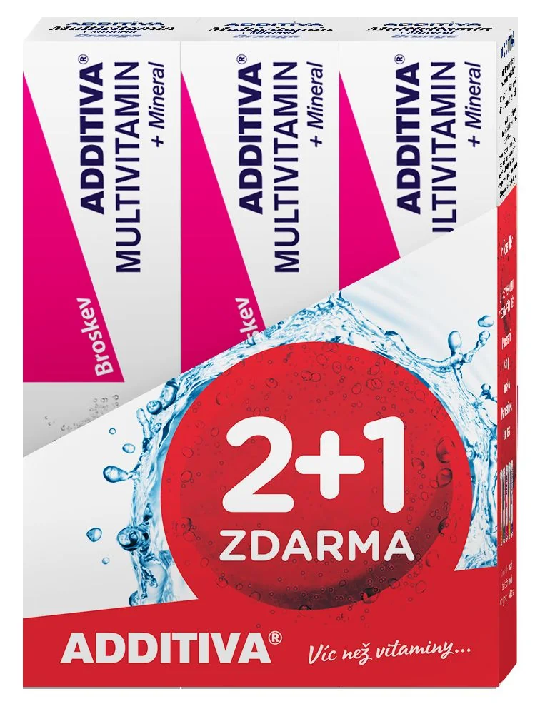 Additiva Multivitamin 2+1 broskev 3x20 šumivých tablet