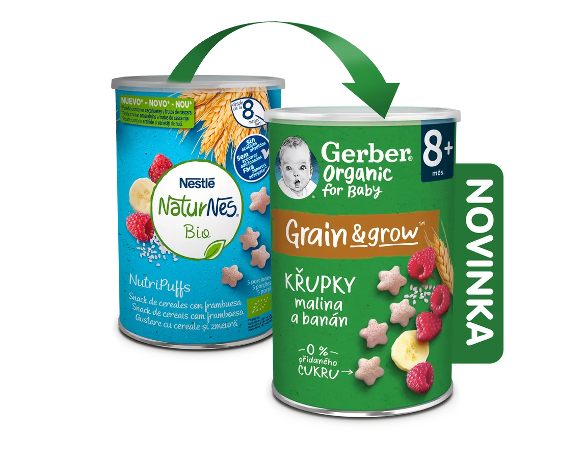 Gerber Organic Křupky s malinou a banánem BIO 8m+ 35 g