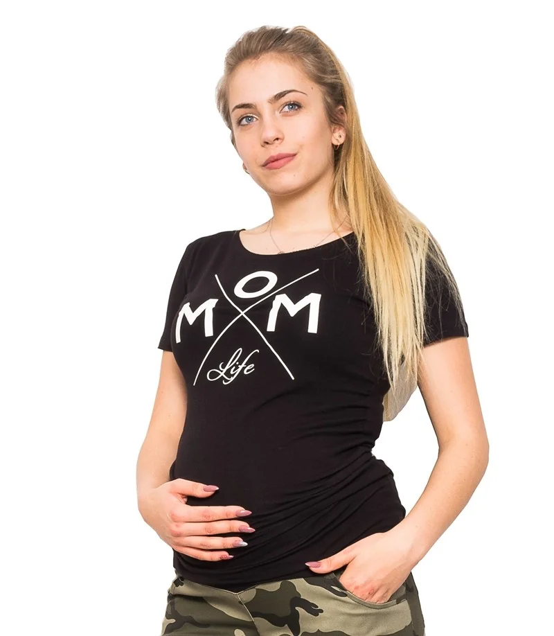 Těhotenské triko Mom Life - černá, vel. XL 