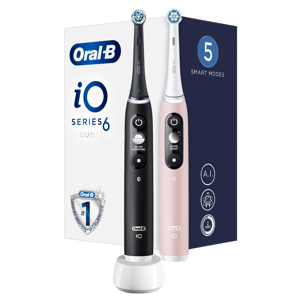 Oral-B iO6 Duo Series Black/Pink Sand Extra Handle elektrický zubní kartáček 2 ks