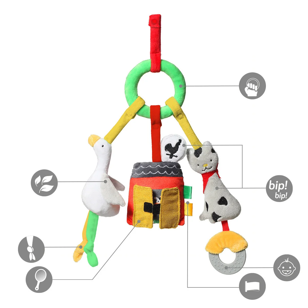 Babyono Závěsná edukační hračka ON THE FARM, 