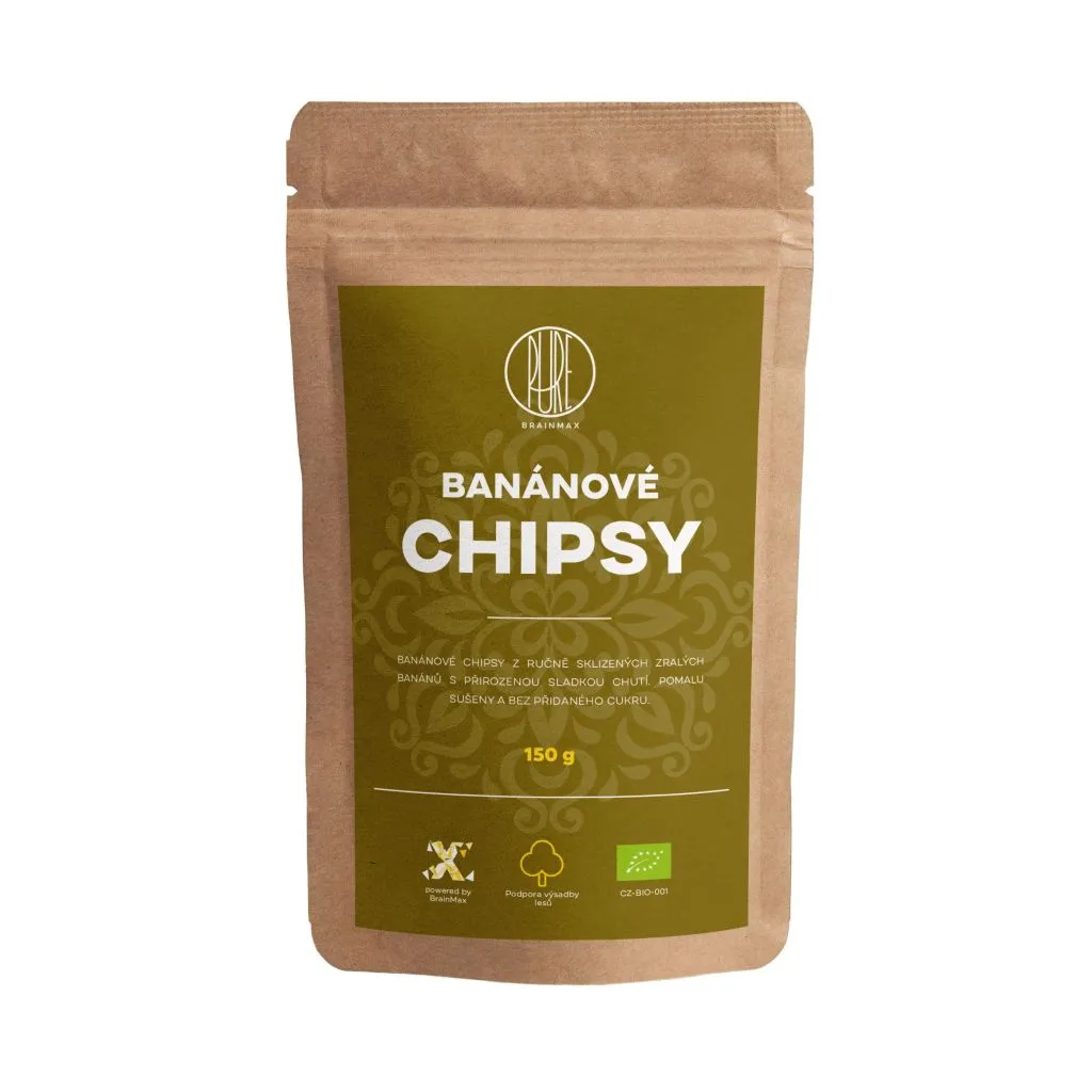 BrainMax Pure Banánové Chipsy BIO 150 g