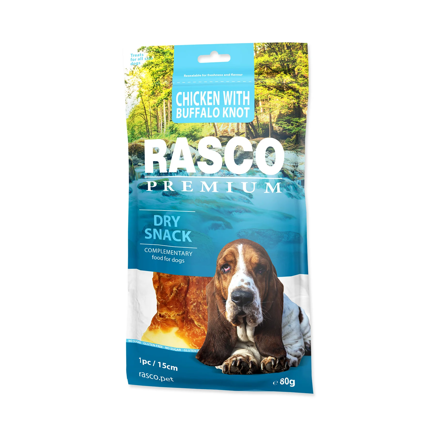 Rasco Premium Bůvolí uzel obalený kuřecím 15 cm 80 g