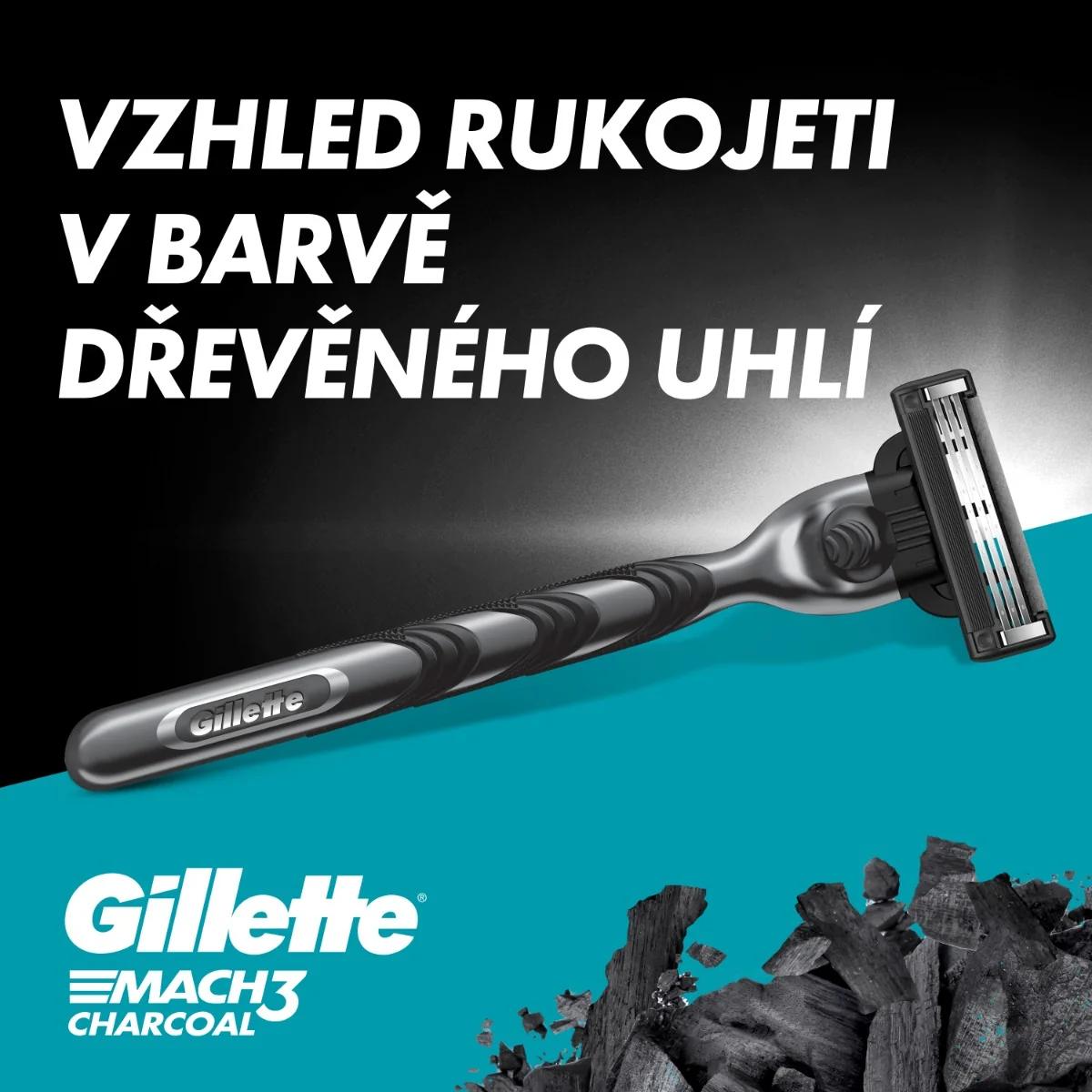 Gillette Mach3 Charcoal pánský holicí strojek + 2 hlavice