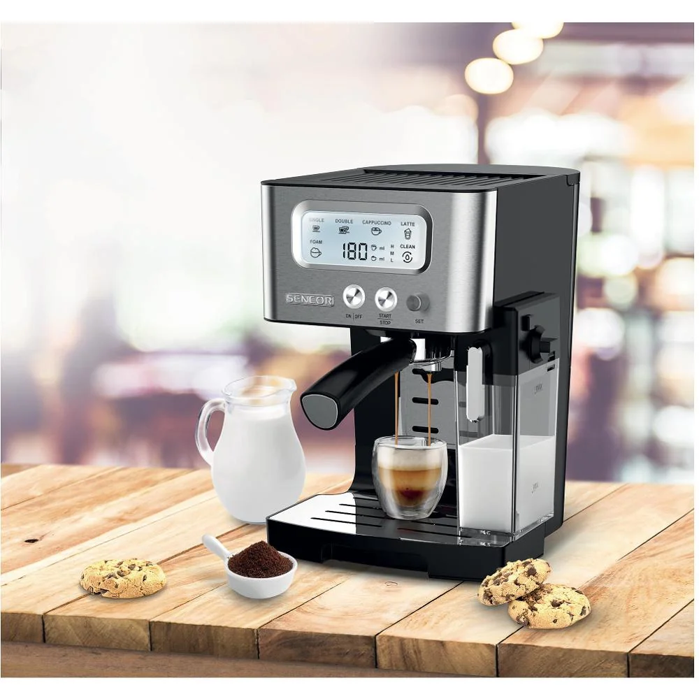 SENCOR SES 4090SS Espresso poloautomatický pákový kávovar černý/stříbrný