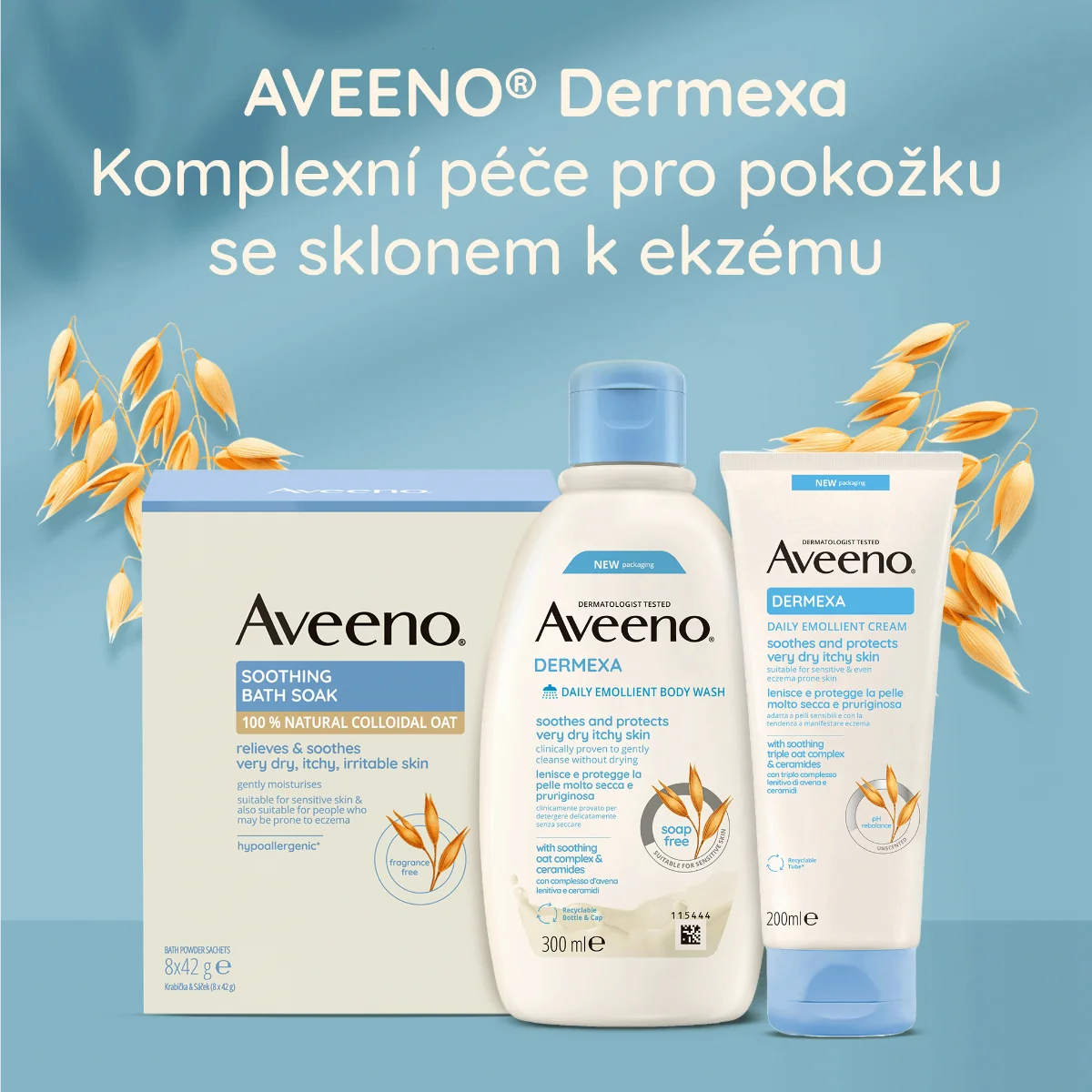 Aveeno Dermexa Zklidňující ovesná koupel 8x42 g