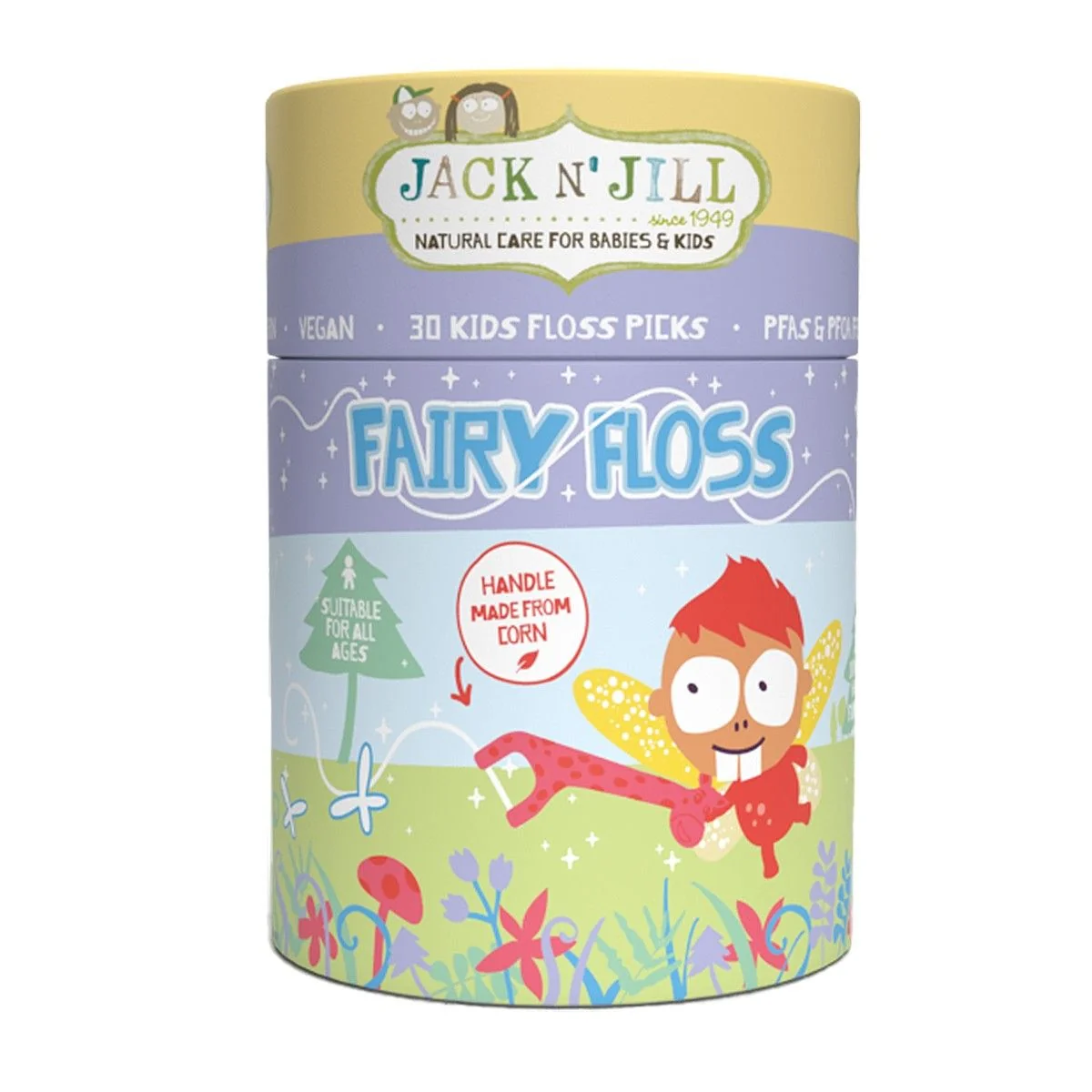 JACK N' JILL Fairy Floss Zubní nit s rukojetí pro děti 30 ks