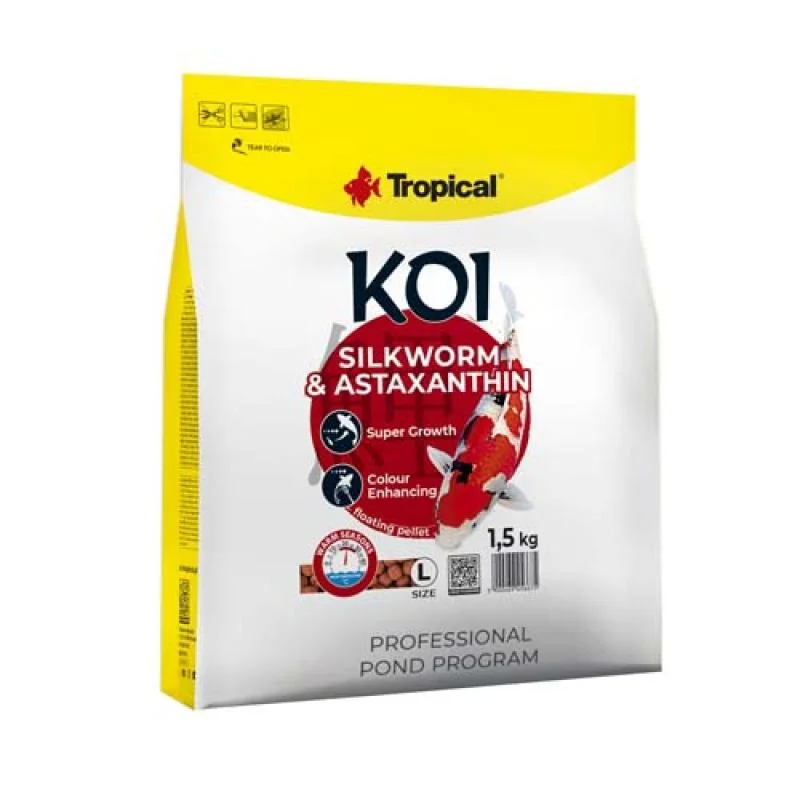 Tropical KOI SILKWORM&ASTAXANTHIN PELLET SIZE L 5l/1,5kg plovoucí krmivo pro jezírkové