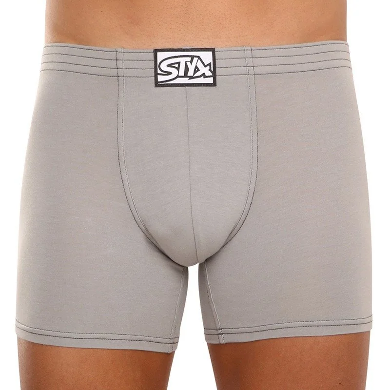 Styx Pánské boxerky long klasická guma světle šedé (F1062) M 