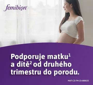 Femibion. Podporuje matku a dítě od druhého trimestru do porodu.