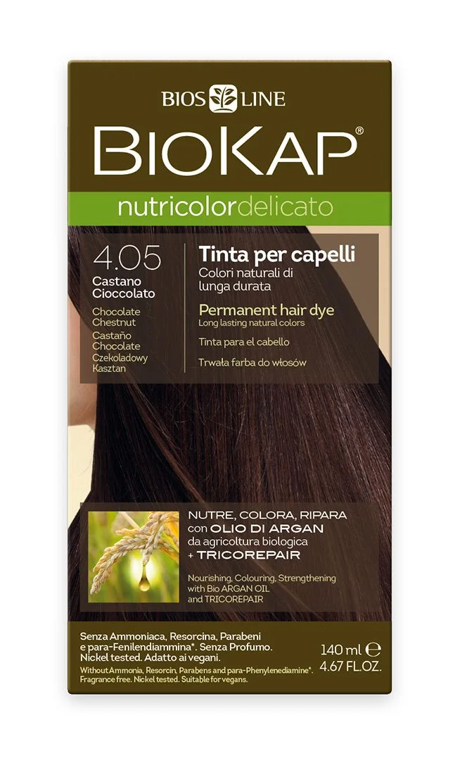 BIOKAP Nutricolor Delicato 4.05 Kaštanovo čokoládová barva na vlasy 140 ml