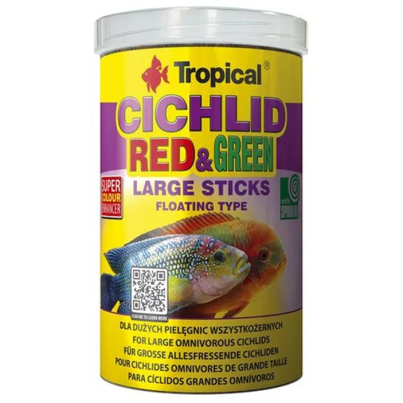 Tropical Cichlid Red&Green Large Sticks 1000ml/300g tyčinky pro střední velké všežr