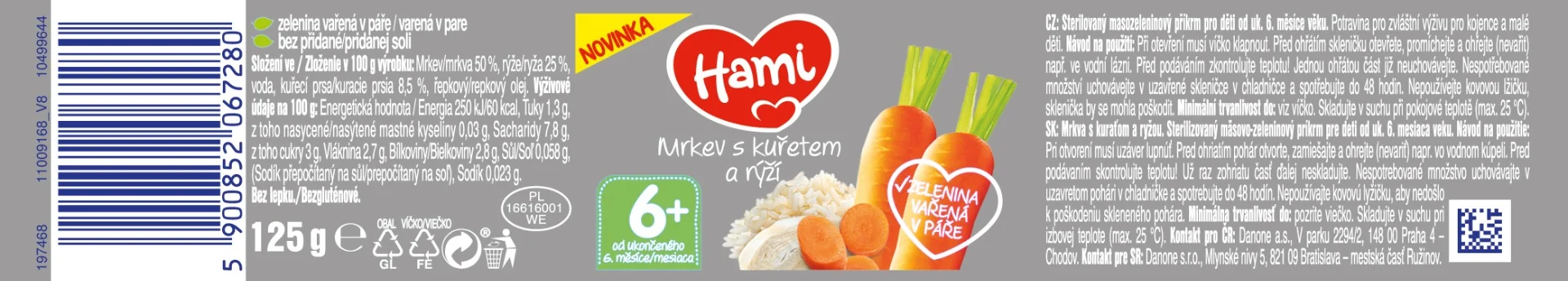 Hami Mrkev s kuřetem a rýží 6m+ 125 g