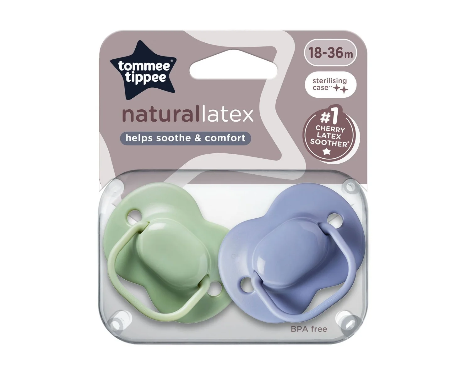 Tommee Tippee Dudlík Cherry latex 18-36m 2 ks modrá-zelená