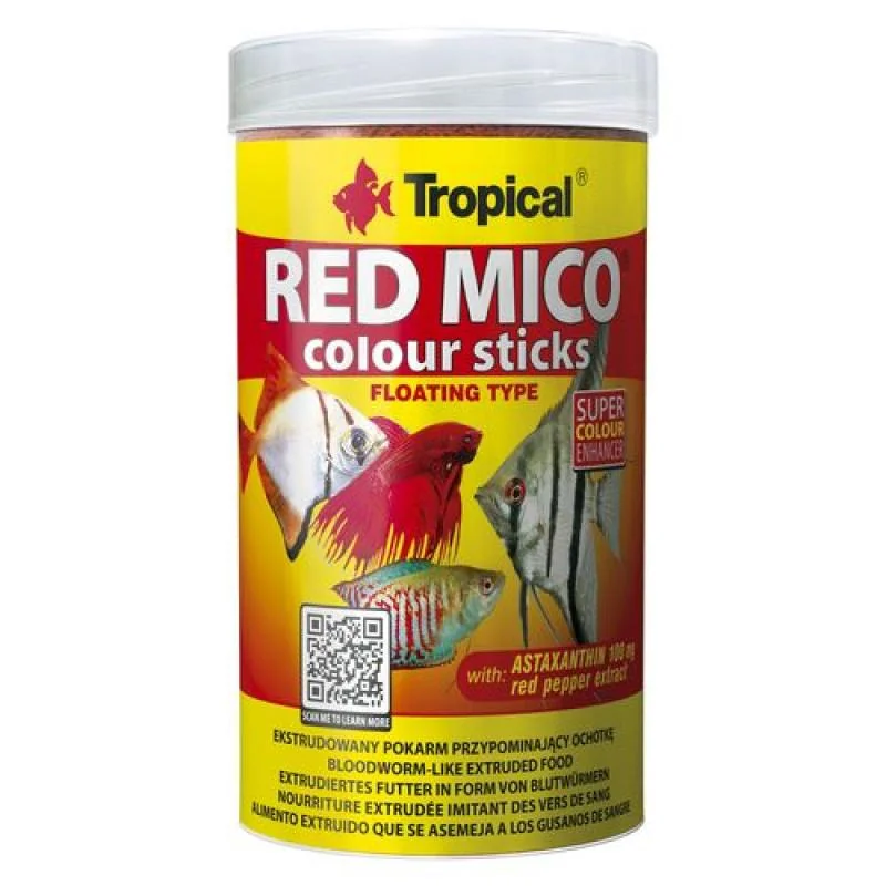 Tropical Red Mico Colour Sticks 250ml/80g krmivo pro masožravé a všežravé ryby