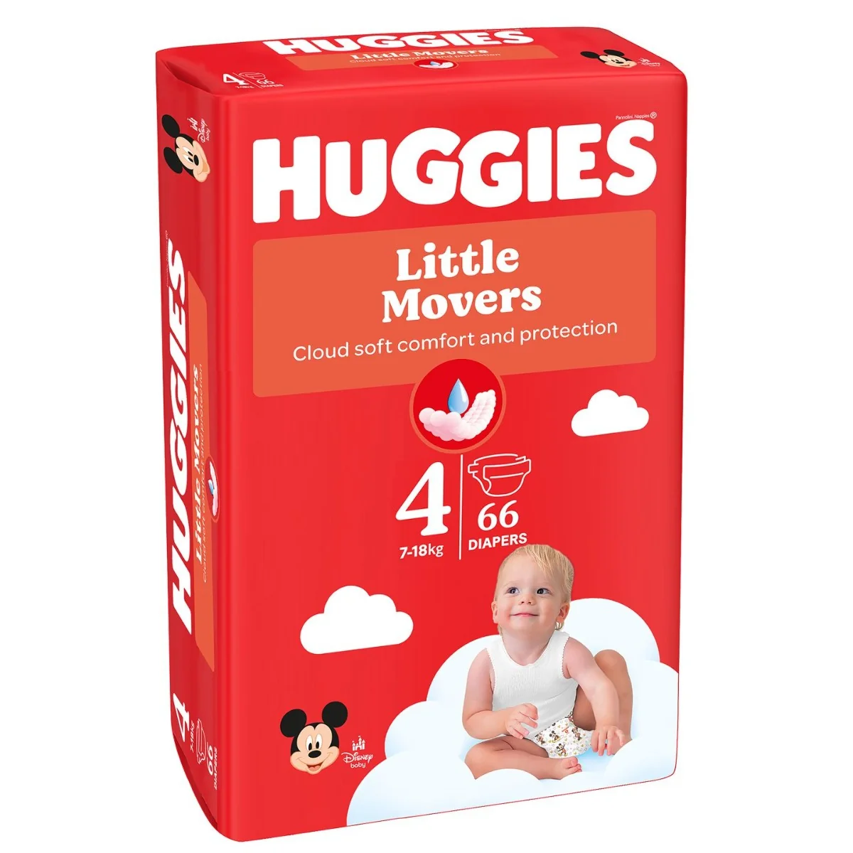 Huggies Little Movers 4 7-18 kg jednorázové plenky 66 ks