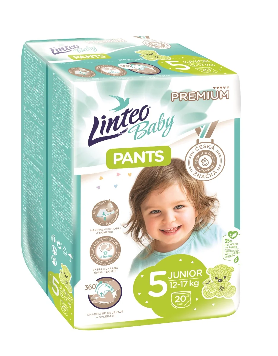 Linteo Baby Pants PREMIUM 5 Junior 12-17 kg plenkové kalhotky 20 ks